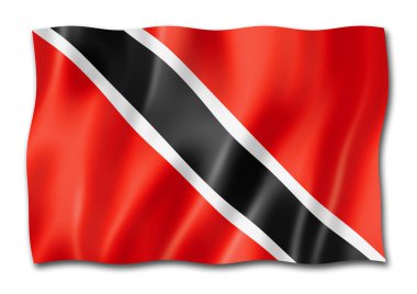 Trinidad ve Tobago bayrak, üç boyutlu render, üzerinde beyaz izole