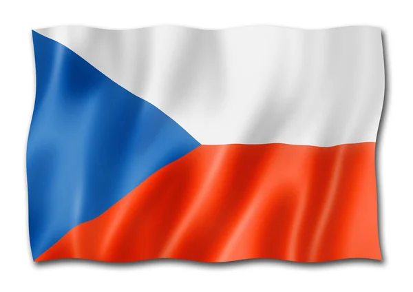 Tjeckien Flagga Tre Dimensionell Render Isolerad Vit — Stockfoto