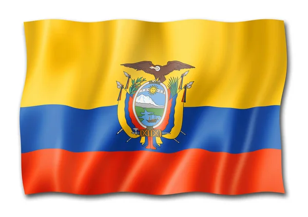 Σημαία Του Εκουαδόρ Τριών Διαστάσεων Καθιστούν Απομονώνονται Λευκό — Φωτογραφία Αρχείου