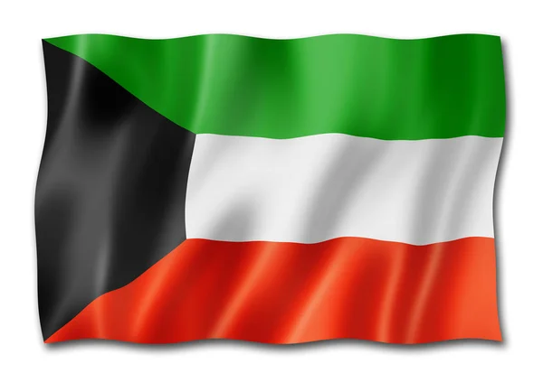 Флаг Кувейта Трехмерное Изображение Изолированное Белом — стоковое фото