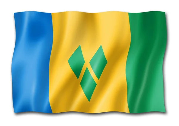 Bandiera Saint Vincent Grenadine Resa Tridimensionale Isolata Bianco — Foto Stock