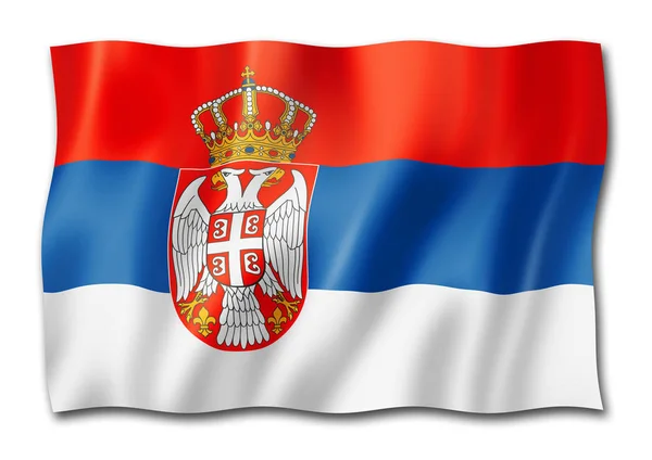 Bandiera Serbia Resa Tridimensionale Isolata Bianco — Foto Stock