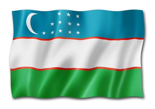 Bandiera Uzbekistan Resa Tridimensionale Isolata Bianco — Foto Stock