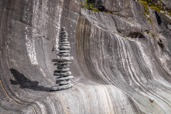 Cairn near Franz Josef Glacier, New Zealand mountains
