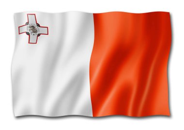Malta bayrak, üç boyutlu render, üzerinde beyaz izole