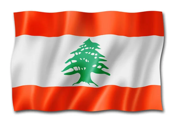 Libanonin Lippu Kolmiulotteinen Renderointi Eristetty Valkoisella — kuvapankkivalokuva
