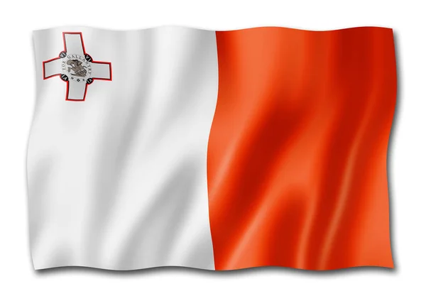 Bandeira Malta Renderização Tridimensional Isolada Branco — Fotografia de Stock