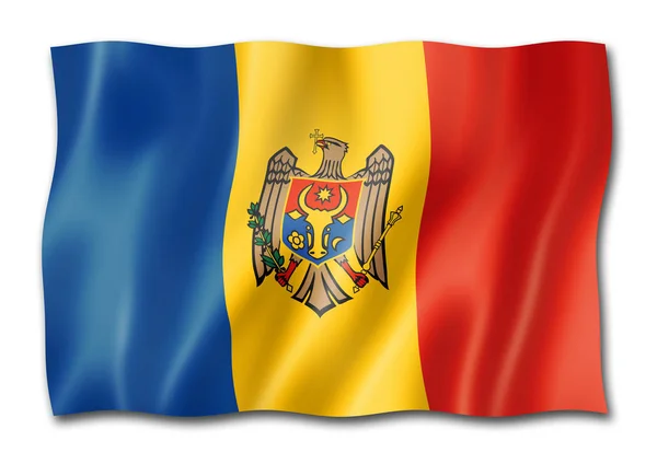 Bandera Moldavia Representación Tridimensional Aislada Blanco — Foto de Stock