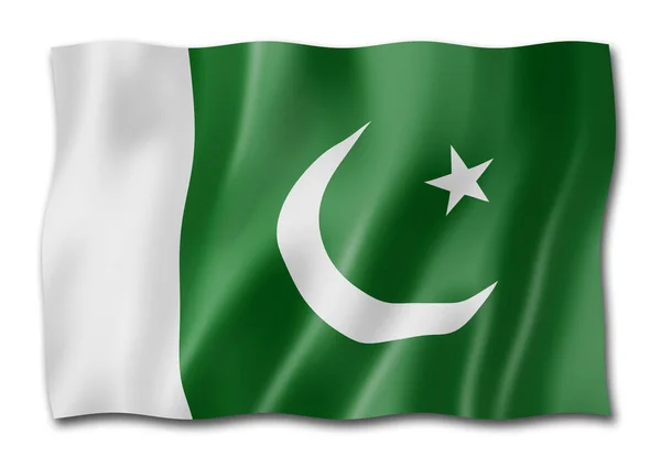 Bandeira Paquistão Renderização Tridimensional Isolada Branco — Fotografia de Stock