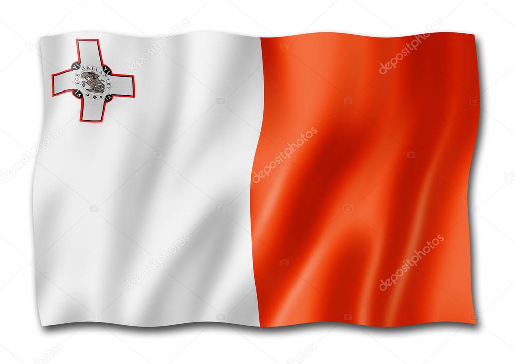 Malta flag, three dimensional render, isolated on white