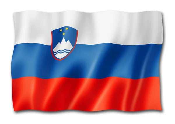 Bandera Eslovenia Representación Tridimensional Aislada Blanco — Foto de Stock
