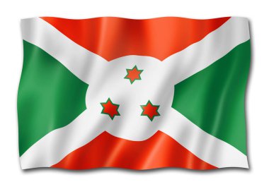 Burundi bayrağı, üzerinde beyaz izole üç boyutlu render