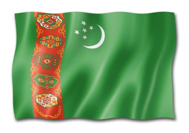 Turkmenistan flag, three dimensional render, isolated on white clipart