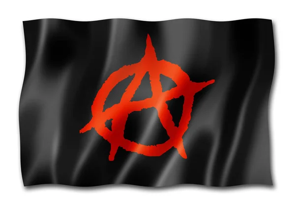 Drapeau Anarchique Rendu Tridimensionnel Isolé Sur Blanc — Photo