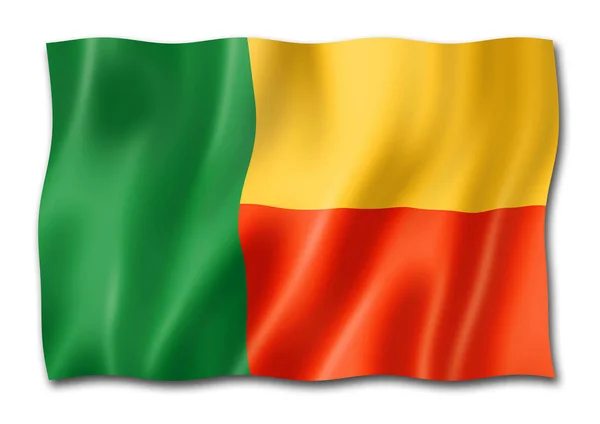 Benins Flagga Tre Dimensionell Render Isolerad Vit — Stockfoto