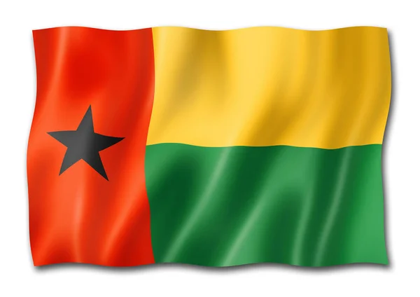 Γουινέα Μπισάου Σημαία Τριών Διαστάσεων Καθιστούν Απομονώνονται Λευκό — Φωτογραφία Αρχείου