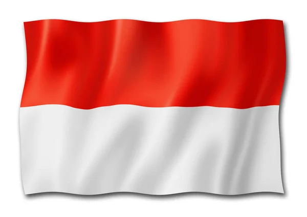 Vlag Van Indonesië Drie Dimensionale Render Geïsoleerd Wit — Stockfoto