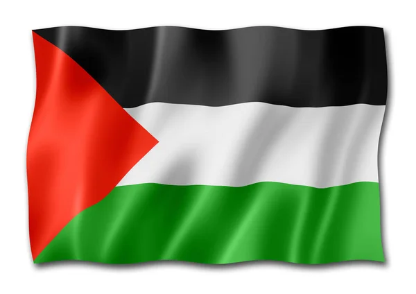 Palestine Bayrak Boyutlu Render Üzerinde Beyaz Izole — Stok fotoğraf