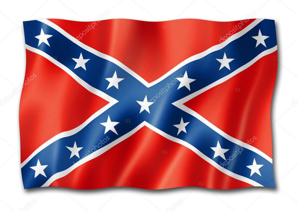 Confederate flag, three dimensional render, isolated on white
