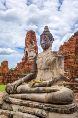 Wat Phra Mahathat tapınağındaki Buda heykeli, Ayutthaya, Tayland