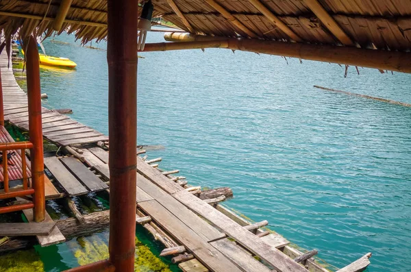 Floating Bungalow Detail Cheow Lan Lake Khao Sok Thailand — Stock Photo, Image