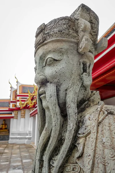 Estatua Guardia China Templo Buddhist Wat Pho Bangkok Tailandia —  Fotos de Stock