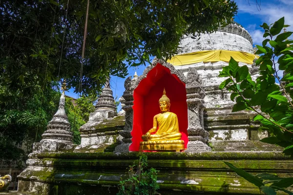 Wat Buppharam Świątyni Pagoda Złoty Budda Chiang Mai Tajlandia — Zdjęcie stockowe
