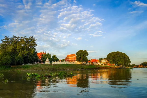 Chao Phraya Folyó Naplemente Ayutthaya Thaiföld — Stock Fotó