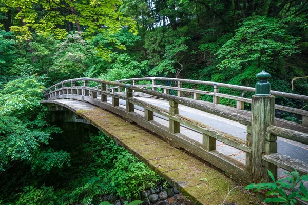 Tradycyjny japoński drewniany most w Nikko, Japonia — Zdjęcie stockowe