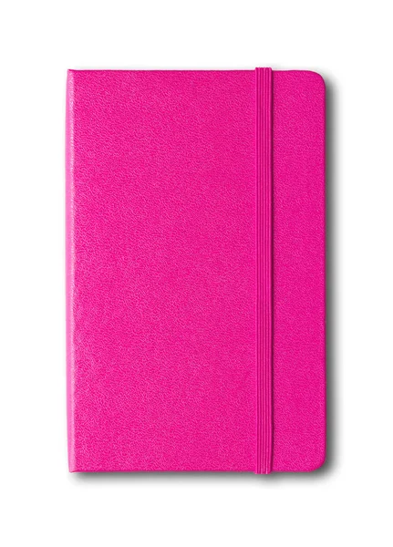 Magenta rózsaszín zárt notebook izolált fehér — Stock Fotó