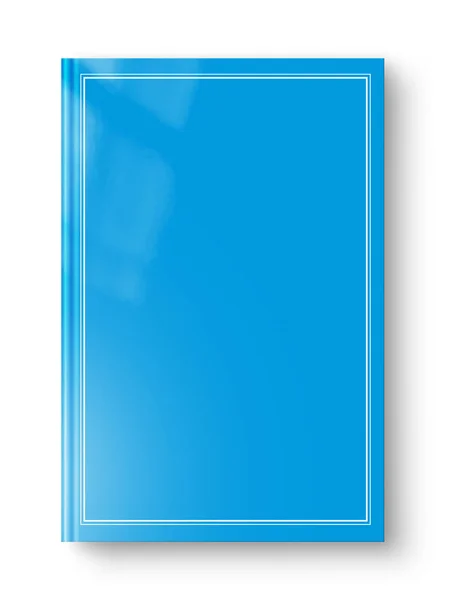 Closed blue blank book with frame isolated on white — Stock Photo, Image