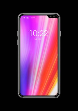 Tüm ekran renkli akıllı telefon mockup siyah izole. 3D rend