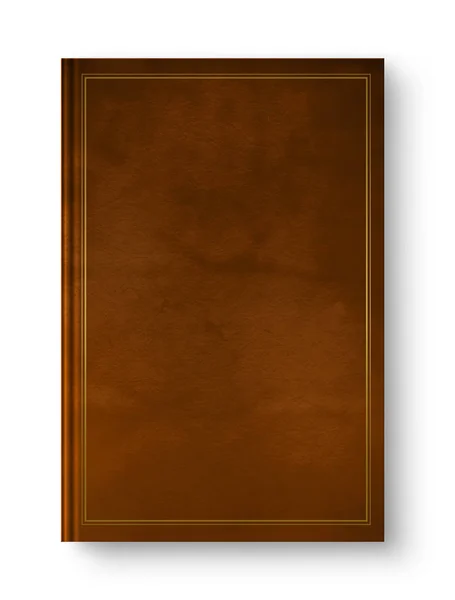 Закрита шкіряна порожня книга з рамкою ізольована на білому — стокове фото