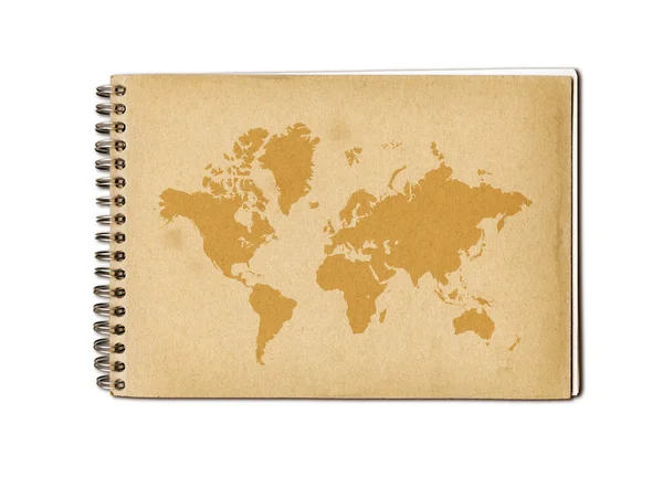 Carte du monde vintage sur un vieux carnet — Photo