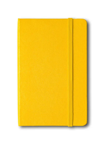 Yellow closed notebook isolated on white — Stock Photo, Image