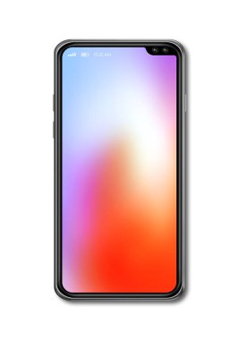 Tüm ekran renkli akıllı telefon mockup beyaz izole. 3d rend