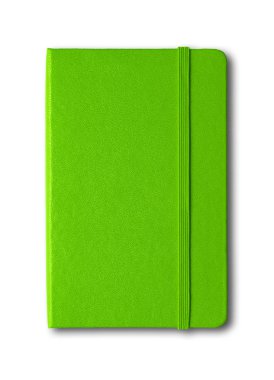 Green closed notebook isolated on white clipart