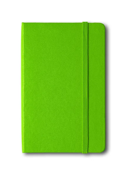 Green closed notebook isolated on white — Stock Photo, Image