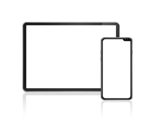 平板电脑和手机设置模型隔离在白色。3d 渲染 — 图库照片