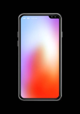 Tüm ekran renkli akıllı telefon mockup siyah izole. 3D rend