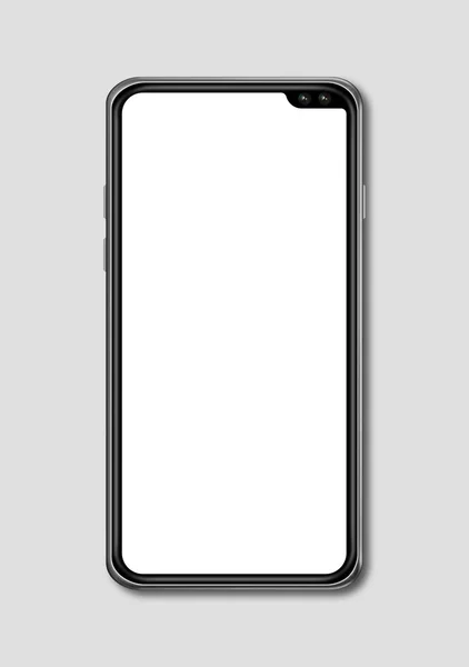 Maqueta de teléfono inteligente en blanco de pantalla completa aislada en gris. Renderizado 3D — Foto de Stock