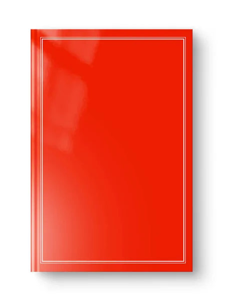 Closed red blank book with frame isolated on white — Stock Photo, Image