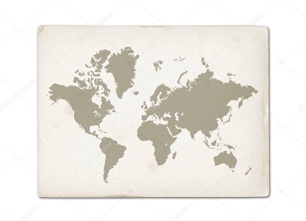 Vintage world map on old parchment paper