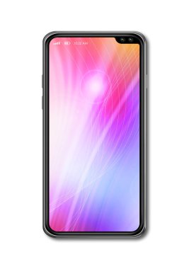 Tüm ekran renkli akıllı telefon mockup beyaz izole. 3d rend