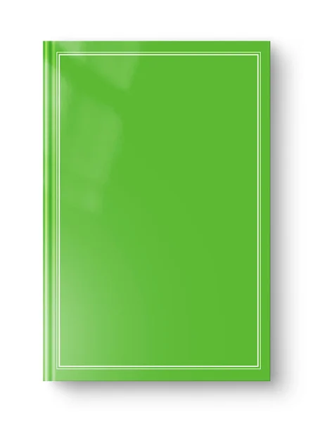 Closed green blank book with frame isolated on white — Stock Photo, Image