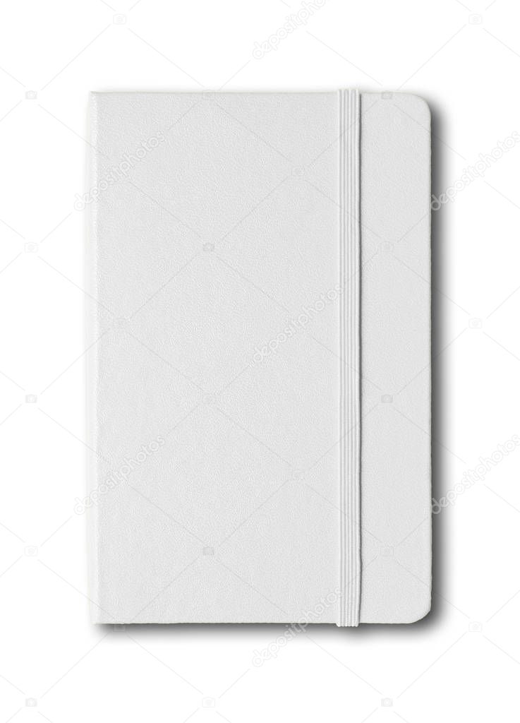 Blank closed notebook isolated on white