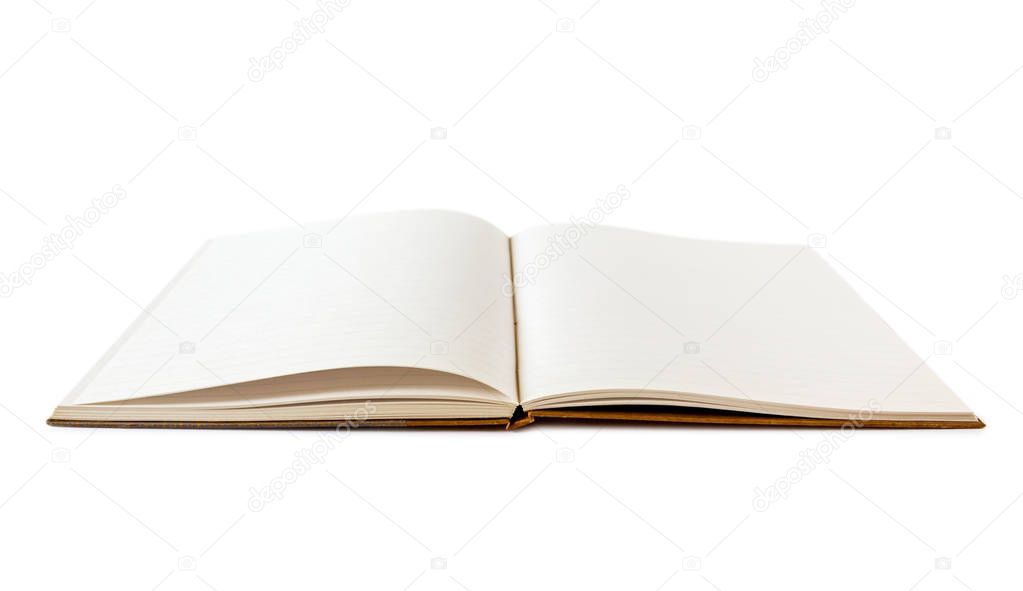 Open blank notebook isolated on white