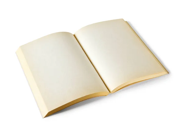 Régi nyílt üres könyv izolált fehér — Stock Fotó
