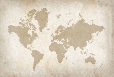 Eski parşömen kağıt üzerinde Vintage Dünya Haritası