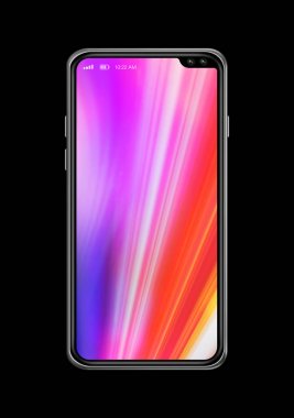 Tüm ekran renkli akıllı telefon mockup siyah izole. 3D rend
